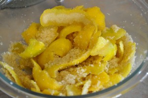 Lemon peels mashed with sugar
