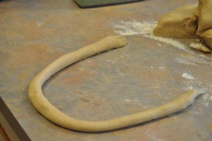 The pretzel twist step 2:  make a "u"
