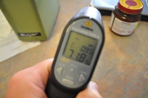 Infrared (IR) thermometer:  front view