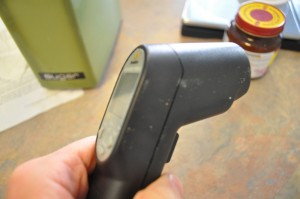 Infrared (IR) thermometer:  side view