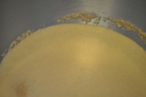 Proofed yeast (notice the foam and bubbles)