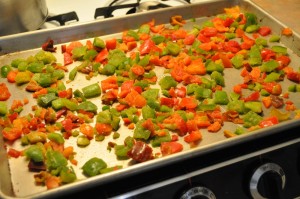 Peppers on a roasting pan