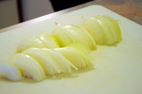 Onions, thinly sliced