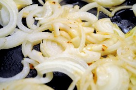 Cooking the onions