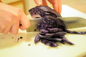 Slice the cabbage into ribbons