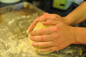 Finish kneading with your hands and shape it into a ball.